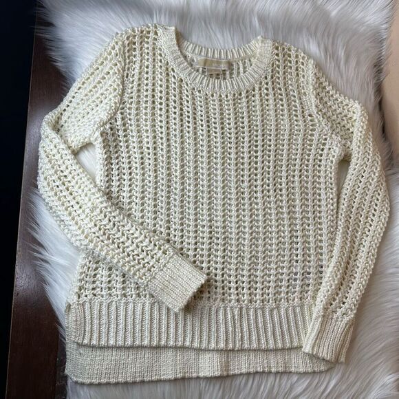MICHAEL Michael Kors Open Knit High Low Sweater Cream Size P - Picture 8 of 12